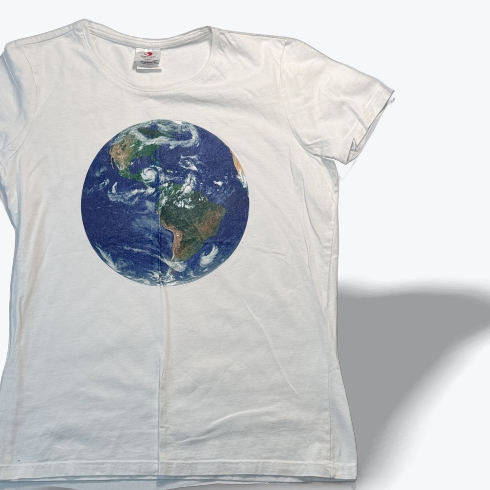 Stedman Comfort T White Earth Graphic Cotton Tee Shirt Womens Medium